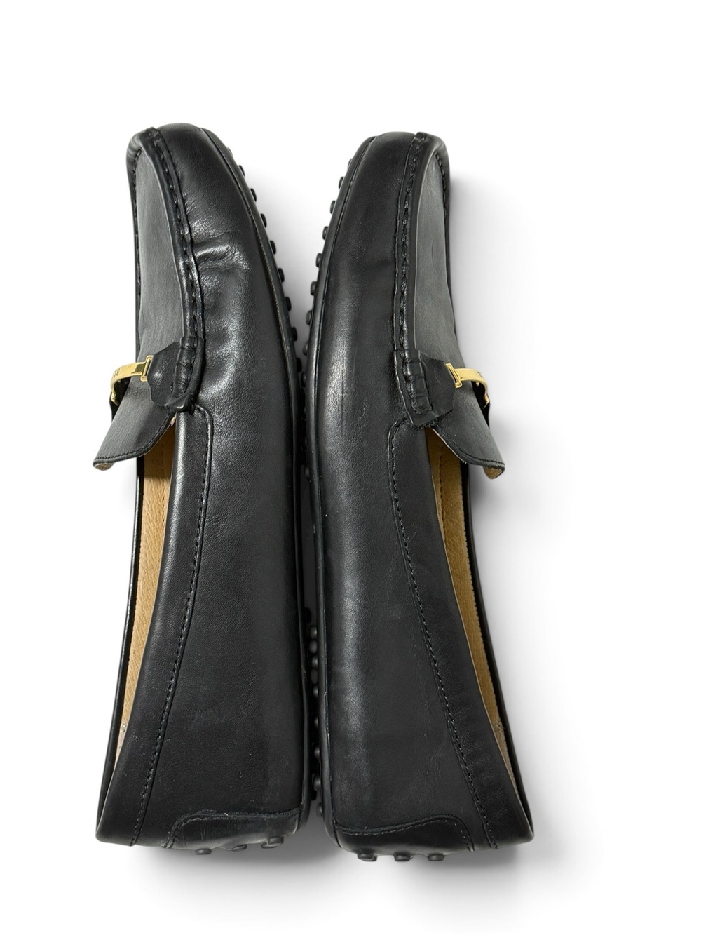 Briony Lauren Ralph Lauren Black Leather Loafers with Gold Bit - Picture 5 of 12
